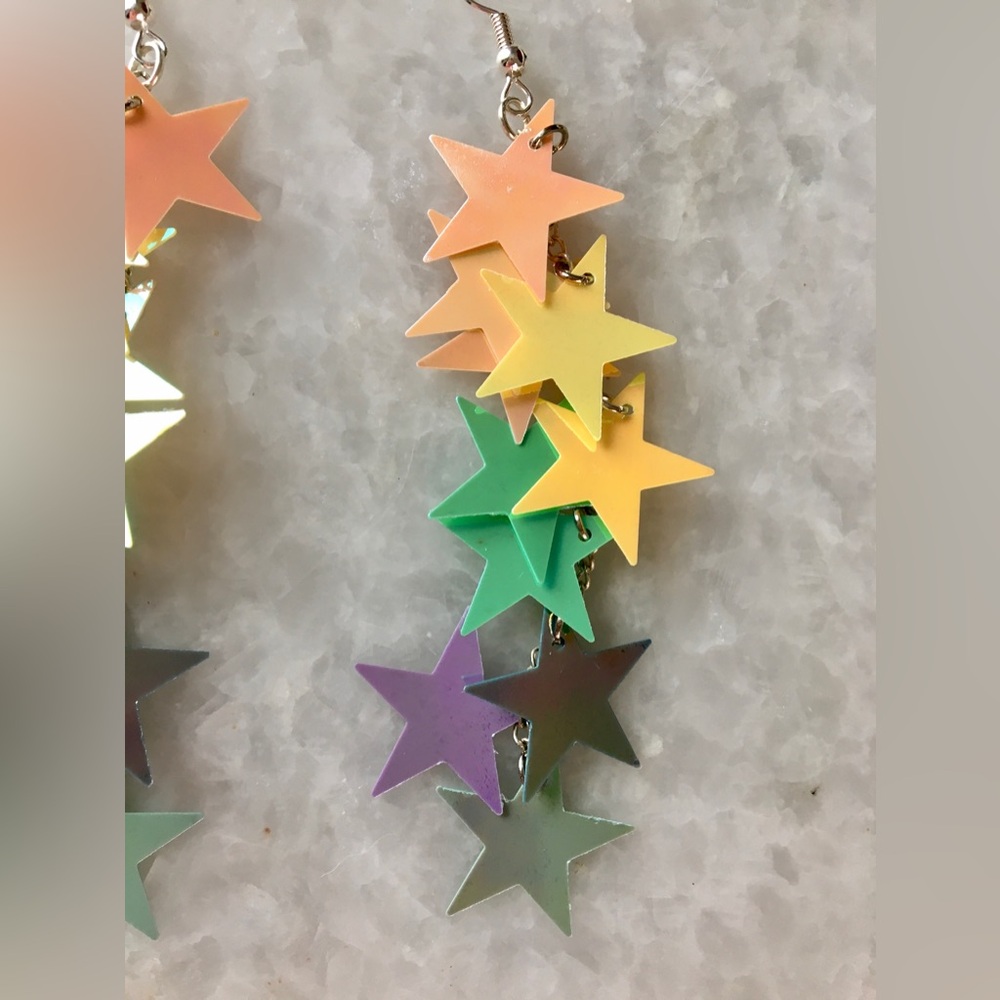 Multicolor Star Dangle Earrings - Picture 15 of 15